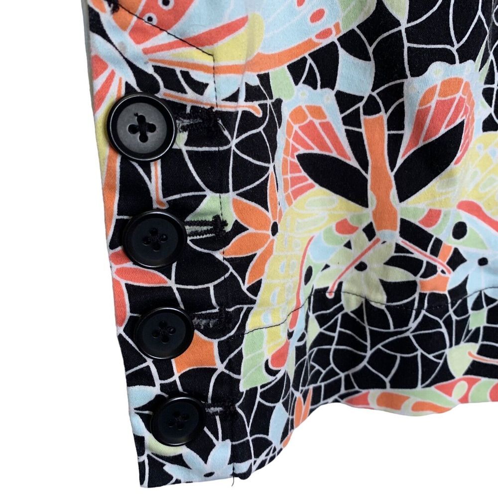 Harold's Jeans Womens 8 Butterfly Floral Print Slacks Stretch Cropped Button Leg - Picture 2 of 12